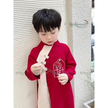 Áo dài set cặp đôi màu đỏ Tết, chất liệu nhung tăm cao cấp - Giá ưu đãi 219.000 VND