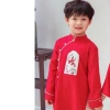 Áo dài set cặp đôi màu đỏ Tết, chất liệu nhung tăm cao cấp - Giá ưu đãi 219.000 VND 7