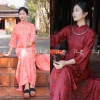 Áo dài suông dáng xưa gấm Hoa Đào cao cấp, tay lỡ trẻ trung, áo dài tết may sẵn, giảm giá 269.000đ 4
