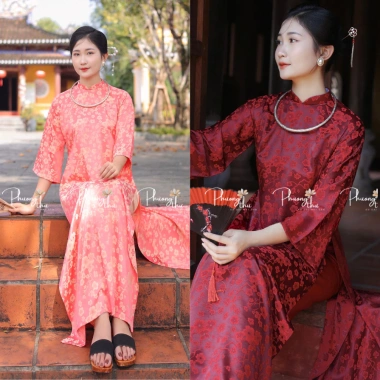 Áo dài suông dáng xưa gấm Hoa Đào cao cấp, tay lỡ trẻ trung, áo dài tết may sẵn, giảm giá 269.000đ 4 Áo dài suông dáng xưa gấm Hoa Đào cao cấp, tay lỡ trẻ trung, áo dài tết may sẵn, giảm giá 269.000đ 4