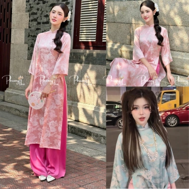 Áo dài suông dáng xưa gấm Long Phụng cao cấp - tay lỡ trẻ trung, áo dài tết 221.6k