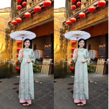 Áo dài suông dáng xưa gấm Long Phụng cao cấp - tay lỡ trẻ trung, áo dài tết 221.6k