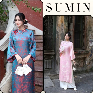 Áo Dài Suông Gấm Tằm Nha Xá Cao Cấp Đính Cúc Tàu – Lễ Tết, Chụp Ảnh Giá 350k
