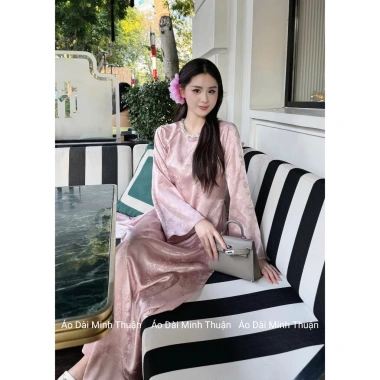 Áo dài Tâm Giao dáng suông vải gấm lụa thanh trúc thủ công cao cấp - Minh Thuận 269k 3