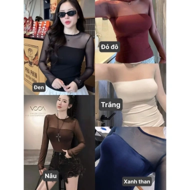 Áo dài tay nữ cotton zip lưới co giãn - Sang chảnh, giảm giá chỉ 165k VND