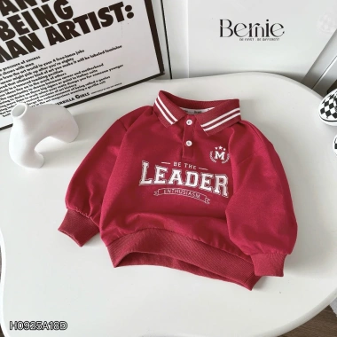 Áo dài tay polo da cá Leader bomber thể thao màu đỏ - Giá 129k, giảm giá Tết 6