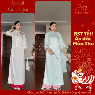Áo Dài Tết 2.026 Cách Tân Bạch Ngọc Dáng Suông - Gấm Xưa Vải Mềm, Tặng Bông Tai