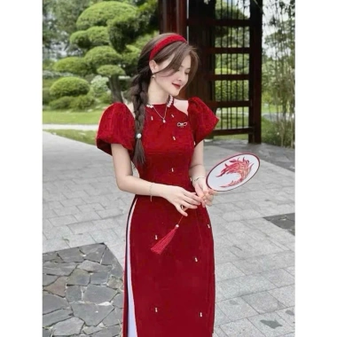 Áo dài Tết 2.026 cách tân nữ freesize, nhung tay phồng sang trọng - Giá 51.680₫ 9 Áo dài Tết 2.026 cách tân nữ freesize, nhung tay phồng sang trọng - Giá 51.680₫ 9