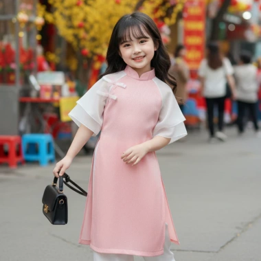 Áo dài Tết bé gái 9‑42kg gấm phối voan tơ mềm, tặng chuôi và cài tóc – Giá ưu đãi 179k 8 Áo dài Tết bé gái 9‑42kg gấm phối voan tơ mềm, tặng chuôi và cài tóc – Giá ưu đãi 179k 8