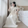 Áo Dài Tết Cách Tân Lụa Cao Cấp Thêu Hoa 3D Dáng Suông Sang Trọng Nữ Tính Dự Tiệc Giảm tới 22% 3