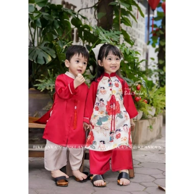 Áo Dài Tết Đôi Bé Trai và Bé Gái Cách Tân Truyền Thống Giá 197.600 VND Giảm Đặc Biệt 5