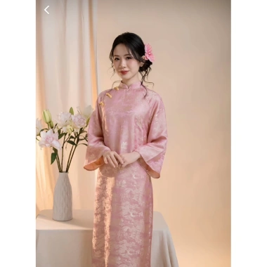 Áo Dài Tết Du Xuân Lụa Gấm Cao Cấp - Wonmen Dress Lich Thiệp Nữ Giá 278.000đ