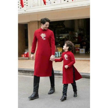 Áo Dài Tết Tatfa Cao Cấp Loại 1 Thêu Tay Full Size Nam Nữ - Giá 300.000đ