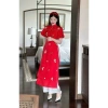 Áo dài Tết thời trang nữ váon ánh kim, cổ cao thêu, tay ngắn, quần lụa lưng thun, ống rộng maxi - 159.800₫ 10