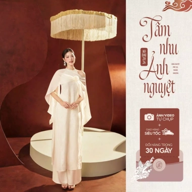 Áo dài Tết TIINSTORE cổ yếm dây phối khăn choàng 2.512ACT426 - Giá ưu đãi 945.000₫