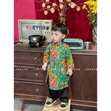 Áo dài Tết trend chăn con công kèm Bờm chính hãng - Giá ưu đãi 260,000₫
