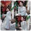 Áo Dài Tết Voan Thêu 4 Tà Hoa Sen Xanh Thanh Cao Sắc Xuân Mẫu Mới VT99 298.770đ 4