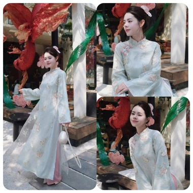 Áo Dài Tết Voan Thêu 4 Tà Hoa Sen Xanh Thanh Cao Sắc Xuân Mẫu Mới VT99 298.770đ 4 Áo Dài Tết Voan Thêu 4 Tà Hoa Sen Xanh Thanh Cao Sắc Xuân Mẫu Mới VT99 298.770đ 4