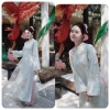 Áo Dài Tết Voan Thêu 4 Tà Hoa Sen Xanh Thanh Cao Sắc Xuân Mẫu Mới VT99 298.770đ 5