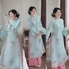 Áo dài Tết Voan thêu cá chép hoa sen nút tàu quần satin giá ưu đãi 297.515 3