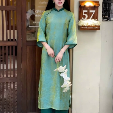 Áo dài tết Xuân 2.026 cách tân dáng suông, vải gấm lụa tơ cao cấp đính cúc bọc 8 Áo dài tết Xuân 2.026 cách tân dáng suông, vải gấm lụa tơ cao cấp đính cúc bọc 8