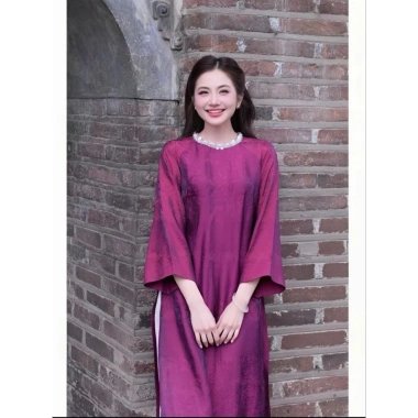 Áo dài Tết Xuân Mai cách tân suông cổ tròn đính ngọc, tơ óng sang trọng TH96 – Giá ưu đãi 296k 3