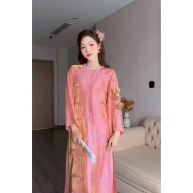 Áo dài Tết Xuân Mai cách tân suông cổ tròn đính ngọc, tơ óng sang trọng TH96 – Giá ưu đãi 296k 10