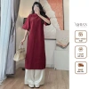 Áo dài thêu hoa Maian tay lửng nhung, quần lụa mềm mịn, mặc Tết - Giá 55.999₫