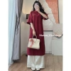 Áo dài thêu hoa Maian tay lửng nhung, quần lụa mềm mịn, mặc Tết - Giá 55.999₫ 2