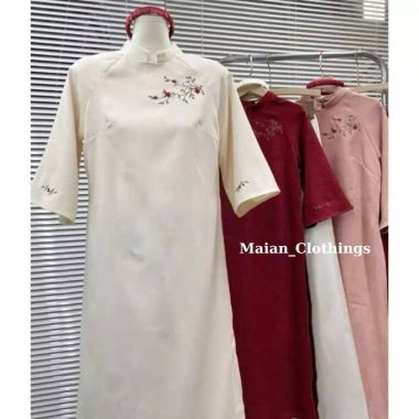 Áo dài thêu hoa Maian tay lửng nhung, quần lụa mềm mịn, mặc Tết - Giá 55.999₫ 8