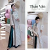 Áo Dài Thiên Dy Vải Tơ Tằm Thọ Dệt Cổ Trơn Viền Đính Cúc - Đẹp Dạ Lễ Tết 470k