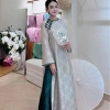 Áo Dài Thiên Dy Vải Tơ Tằm Thọ Dệt Cổ Trơn Viền Đính Cúc - Đẹp Dạ Lễ Tết 470k 5