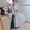 Áo Dài Thiên Dy Vải Tơ Tằm Thọ Dệt Cổ Trơn Viền Đính Cúc - Đẹp Dạ Lễ Tết 470k 6