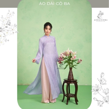 Áo Dài Tiểu Phụng Gấm Tằm Ánh Kim Đính Nơ Suông Dài Tay Loe Mặc Tết 329k Cô Ba 4