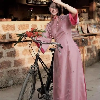 Áo dài Tố Như cách tân 4 tà tay lỡ Sakura Tết chụp ảnh dự tiệc 388.600 VND