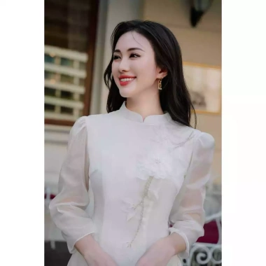 Áo Dài Trắng Cách Tân Voan Tơ Cao Cấp 4 Tà Kết Hoa Nhẹ Nhàng - Giá 140.000₫ 6