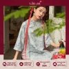 Áo Dài Trúc Lam Vân An Tết 2.026 - Dáng Suông Tay Lỡ Hai Tà, Gấm Dệt Nổi, Charm Hoa 9