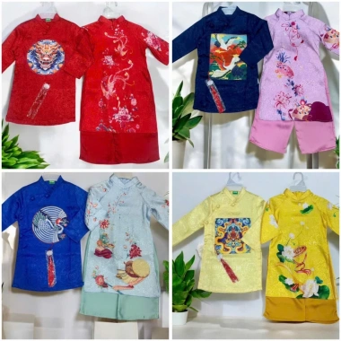 Áo Dài Truyền Thống Cặp Bé Trai & Bé Gái - Thời Trang Trẻ Em Giá 250.000 VNĐ