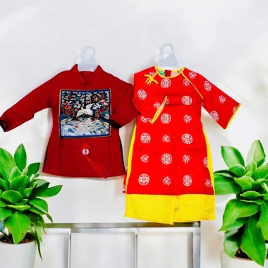 Áo Dài Truyền Thống Cặp Bé Trai & Bé Gái - Thời Trang Trẻ Em Giá 250.000 VNĐ