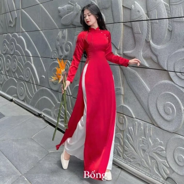 Áo dài truyền thống đỏ lụa ngọc trai - Giá ưu đãi 399.000đ, chất liệu cao cấp, thiết kế thanh lịch, sang trọng, độc đáo, đặc biệt, đẹp mắt, phù hợp tiệc cưới