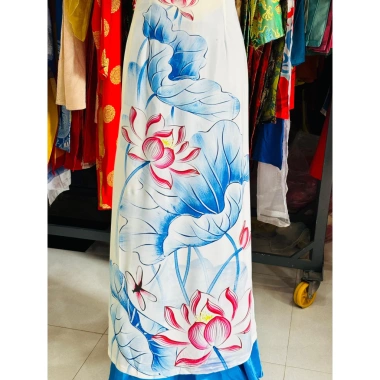 Áo dài truyền thống hoa sen tay cánh tiên, voan tơ trắng + quần ống - Giá 190.000₫ 5 Áo dài truyền thống hoa sen tay cánh tiên, voan tơ trắng + quần ống - Giá 190.000₫ 5