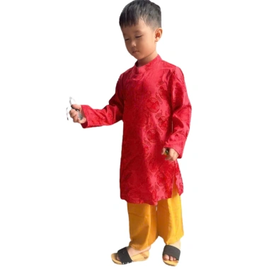 Áo Dài Truyền Thống Lụa Cặp Bé Trai Bé Gái - Giá 200k (Giá gốc 260k) - Thời Trang Trẻ Em 4
