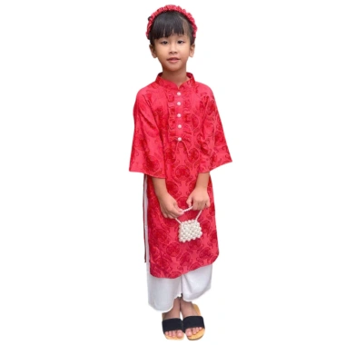 Áo Dài Truyền Thống Lụa Cặp Bé Trai Bé Gái - Giá 200k (Giá gốc 260k) - Thời Trang Trẻ Em 6