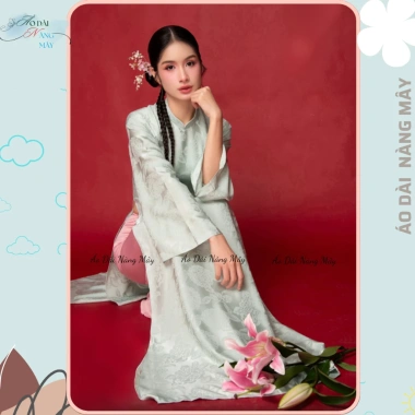 Áo Dài Truyền Thống Ôm Tiểu Vũ Vải Gấm Cao Cấp Cổ Cao Tay Dài - Nàng Mây Sang Trọng 119k 3
