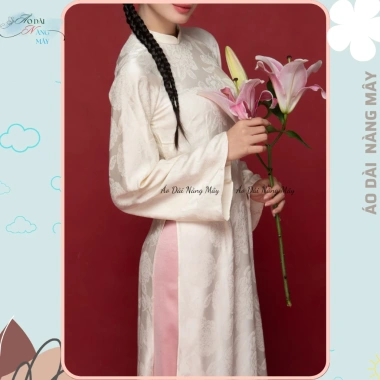Áo Dài Truyền Thống Ôm Tiểu Vũ Vải Gấm Cao Cấp Cổ Cao Tay Dài - Nàng Mây Sang Trọng 119k 7
