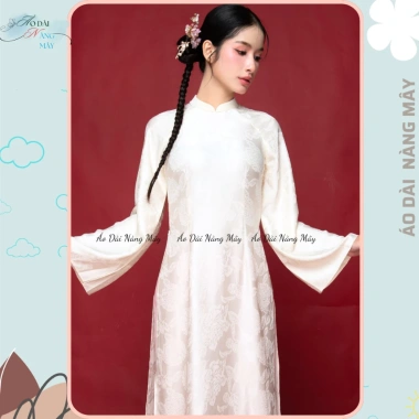 Áo Dài Truyền Thống Ôm Tiểu Vũ Vải Gấm Cao Cấp Cổ Cao Tay Dài - Nàng Mây Sang Trọng 119k 10