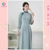 Áo dài Vân Chi dáng ôm lụa ngọc trai, nơ cách điệu trẻ trung - Áo Dài Sen 200k 2