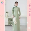 Áo dài Vân Chi dáng ôm lụa ngọc trai, nơ cách điệu trẻ trung - Áo Dài Sen 200k 6