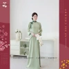Áo Dài Vân Chi Truyền Thống Lụa Ngọc Trai Mềm Mát Tay Lỡ Thêu Nơ Cherry - 520k 3