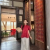 Áo đỏ Freesize vải gấm truyền thống Gấm Son BST Tết, tay đính nơ, giảm còn 360.000đ 6